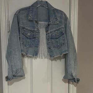 SHEIN Light Blue Cropped Denim Jacket